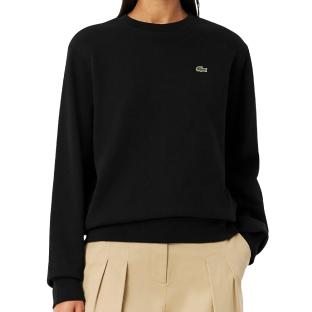 Sweat Noir Femme Lacoste Relaxed Fit Fleece Crew Neck vue 0