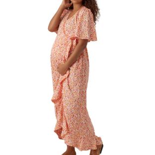 Robe Orange/Blanche Femme Vero Moda Maternity Henna pas cher