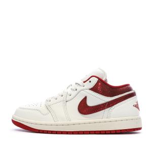 Baskets Blanc/Rouge Femme Nike Air Jordan 1 Low vue 0