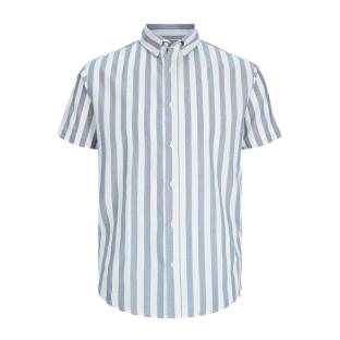 Chemise à Rayures Manche courtes Bleu/Blanc Homme Jack & Jones Stripe pas cher
