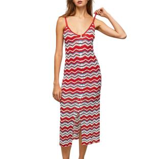Robe Tricot Rouge/Blanc/Bleu Femme Pepe jeans Frida pas cher