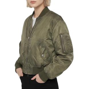 Veste Bomber Femme Kaki Schott Oversize Washed vue 0