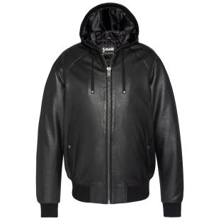 Blousons Noir Homme Schott Cuir Capuche vue 0