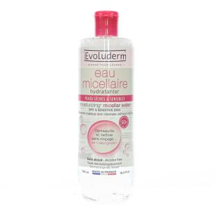 Eau Micellaire Démaquillante Peaux Sèches et Sensibles EVOLUDERM 500 ml pas cher