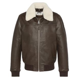 Veste en Cuir Marron Homme Schott Flight pas cher