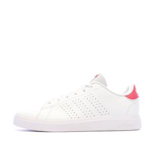 Baskets Blanc/Rose Fille Adidas Advantage vue 0