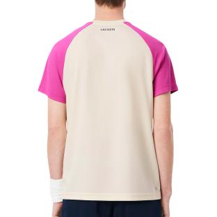 T-Shirt de Sport Beige/Rose Homme Lacoste Ultra Dry Block Tennis vue 0