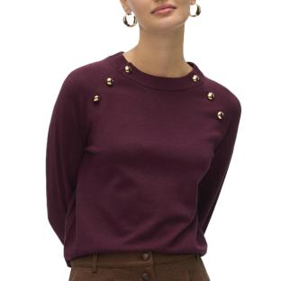 Pull Prune Femme Vero Moda Happy Button pas cher