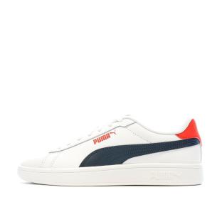 Baskets Blanches/Marine Garçon Puma Smash 3.0 pas cher