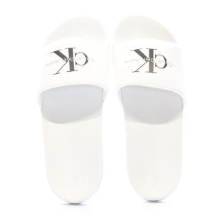 Claquettes Blanc Homme Calvin Klein Jeans Slide Monogram vue 3