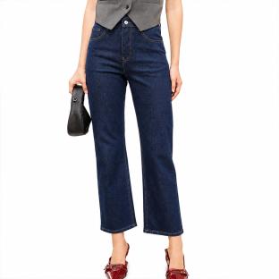 Jean Droit Bleu Foncé Femme Oraije Solange vue 0