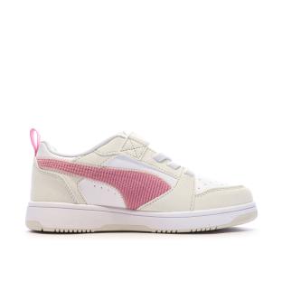 Baskets Blanches/Roses Fille Puma Rebound vue 2