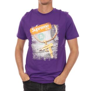 T-shirt Violet Homme Supreme Grip Gun vue 0