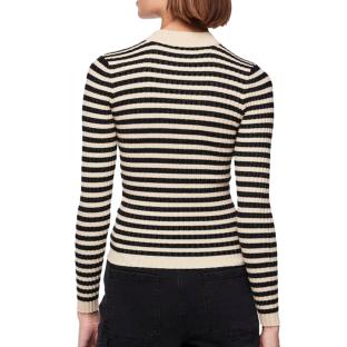 Pull Noir/Beige Brillant Femme Pieces Crista vue 2