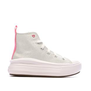 Baskets Grises/Rose Fille Converse All Star Move Sparkle vue 2