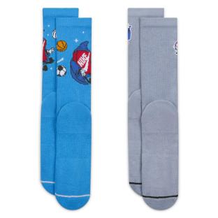 X2 Paires de Chaussettes Bleu/Gris Homme Nike Crw pas cher