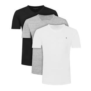 Lot de 3 T-shirts Noir/Blanc/Gris Homme Tommy Hilfiger 3p Ss V-neck vue 0
