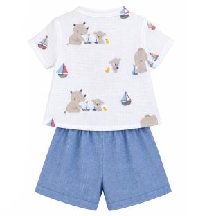 Ensemble Blanc/Bleu/Gris Bébé P'tit Mome Paolo vue 0
