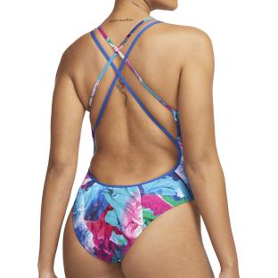 Maillot de bain 1 pièce Bleu/Rose Femme Nike Spiderback vue 2