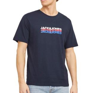 T-Shirt Marine Homme Jack & Jones Cyber pas cher