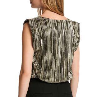 T-Shirt Noir/Doré Femme Morgan Plisse Foil vue 2
