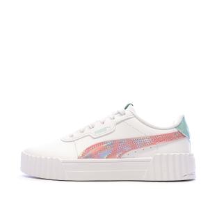 Baskets Blanche/Rose/Bleu Fille Puma Carina pas cher