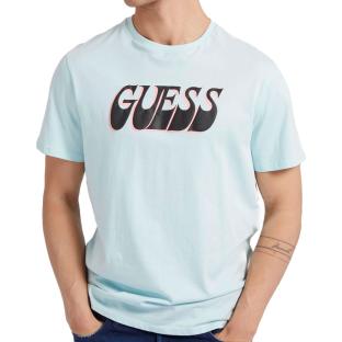 T-shirt Bleu/Vert Homme Guess Surf Logo pas cher