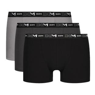 X3 Boxers Noir/Gris Homme Dim Coton Stretch vue 0