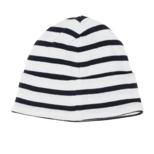 Bonnet à Rayure Blanc/Marine Garçon Bébé Elle est ou la mer Mousqua vue 2