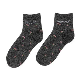 Schwarze Socken mit Blumenmuster für Damen „Stella Green Sauvage“ Ansicht 0