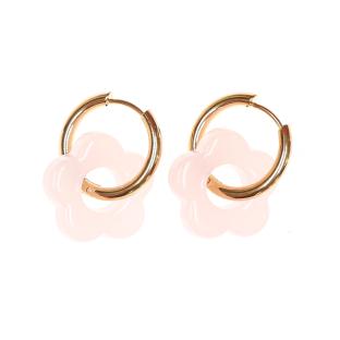 Boucles Oreilles Rose Pale Femme Clio Blue Fleurs 20mm pas cher