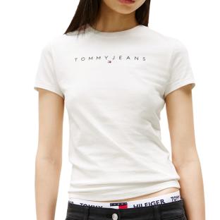 T-shirt Blanc Femme Tommy Hilfiger Linear pas cher
