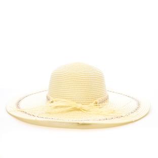 Chapeau de soleil en paille Beige à large bord Via Lorenzo SPCH1510 vue 0
