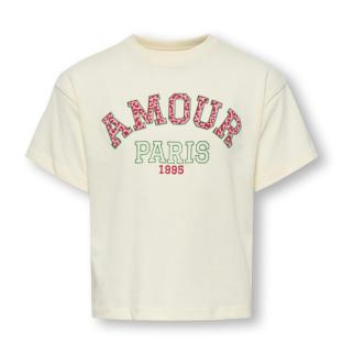 T-Shirt Écru/Rose Fille Kids ONLY Gjulitta Life pas cher