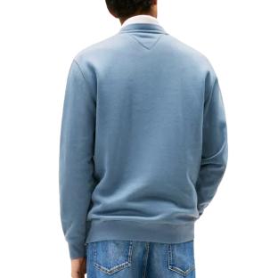 Sweat Bleu Homme Tommy Jeans Flag Crew vue 2