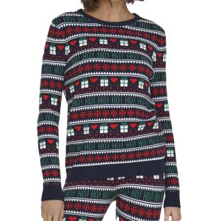 Pull de Noël Marine/Rouge Femme Only Xmas vue 0
