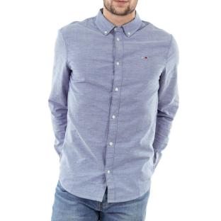 Chemise Bleu Homme Tommy Jeans Slim Stretch Oxford pas cher