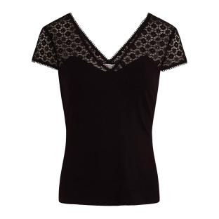T-shirt Noir Dentelle Femme Morgan DFLO pas cher