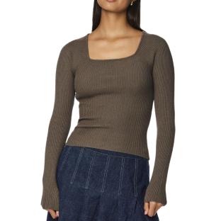 T-Shirt Manches Longues Vert Femme Pieces Kalu pas cher