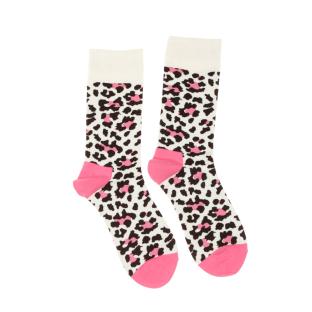 Chaussettes Blanc/Noir/Rose Mixte Stella Green Léopard pas cher