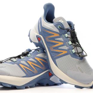 Chaussures de trail Bleu/Beige Femme Salomon Sagacross W vue 7