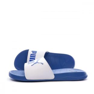 Claquettes bleues/blanches homme Puma Popcat 20 pas cher