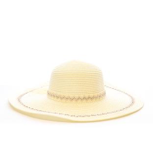 Chapeau de soleil en paille Beige à large bord Via Lorenzo SPCH1510 vue 0