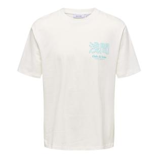 T-Shirt Blanc/Bleu Homme Only & Sons Mountain vue 0
