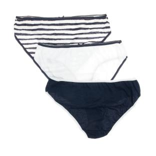 Lote de 3 braguitas de mujer Lulu Castagnette Azul marino/Blanco ver 0