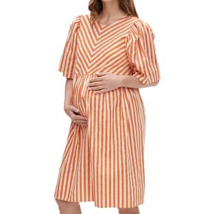 Robe Beige/Orange Femme Mamalicious Felicity pas cher