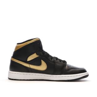 Air Jordan 1 Mid Baskets Noir/Doré Homme Nike vue 2