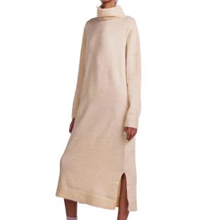 Robe Pull Beige Femme Pieces Rollneck Knit pas cher