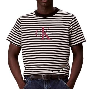 T-Shirt à Rayure Noir/Écru Homme Calvin Klein Jeans 20s Stripe vue 0