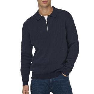 Pull 1/4 Zip Marine Homme Only & Sons Matteo pas cher